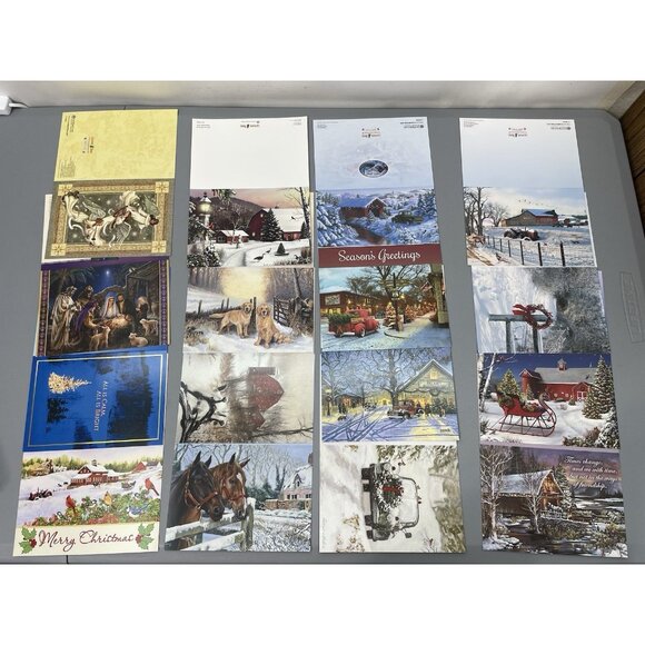 Leanin Tree Christmas Holiday Cards 32 Assortment Animals Scenic No Envelopes - Picture 1 of 2